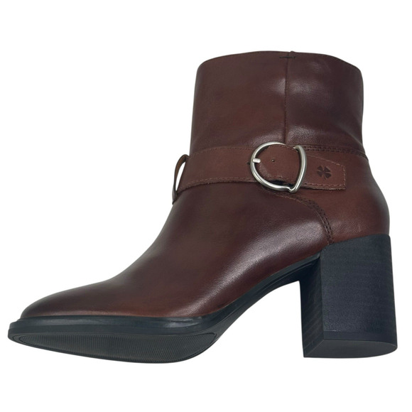 Lucky Brand Achelle Buckled Brown Leather Moto Booties Womens Size 7M New $150 - Picture 7 of 13